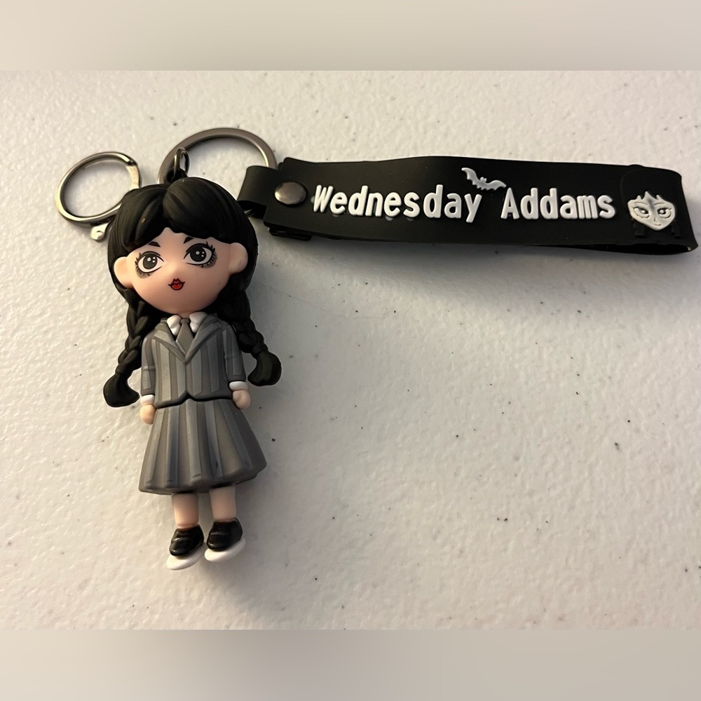 Wednesday Addams Keychain with Black and Gray Colors